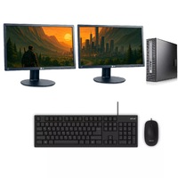 HP 800 G2 Refurb Gaming Desktop i5 3.6GHz 16GB 480GB SSD 4GB GTX 1050ti + Dual 24" Monitor - Refurbished