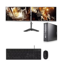 HP 800 G2 Refurb i5 Gaming Desktop 128GB SSD+500GB Nvidia GT1030 + Dual 24" Monitor - Refurbished