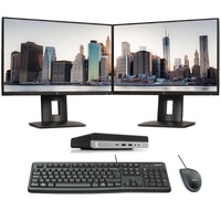 HP 800 G3 Mini Bundle Desktop i7-7700T 2.9GHz 16GB RAM 480GB + Dual 24" FHD Monitor - Refurbished