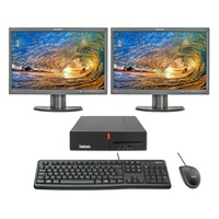 Lenovo M710s SFF Bundle Desktop i5-7400 3.0GHz 8GB RAM 256GB NVMe + Dual 24" Monitor - Refurbished