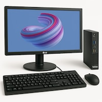 Lenovo M93p Tiny Full Desktop PC i5-4570T 8GB RAM 128GB SSD W10P + 24" Monitor - Refurbished