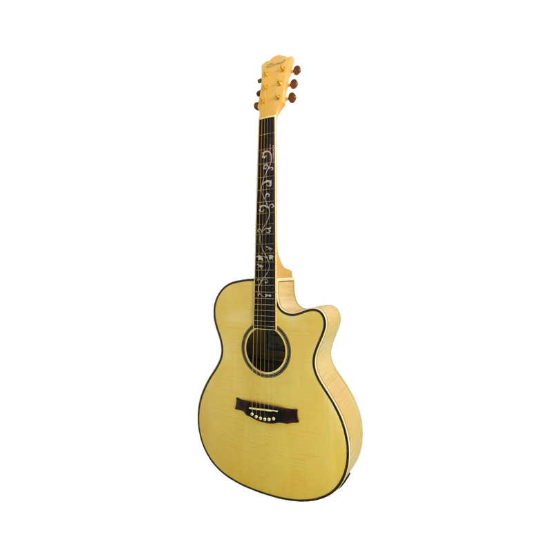 CARAYA ALL FLAME Maple Body Electric-Acoustic Guitar w/EQ+Free Gig
