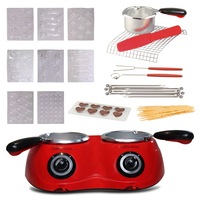 Total Chef Deluxe Chocolatiere Dual Electric Melter for Chocolate and Candy Melts, 500 g, Fondue Pot, DIY Candy Maker with 100+ Piece Accessory Kit (Red)