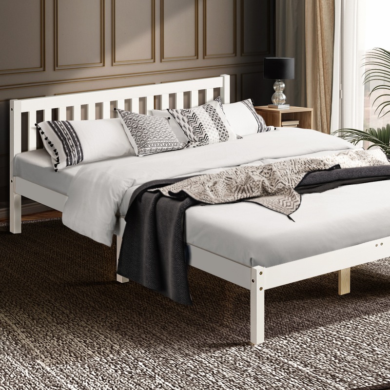 Buy Furb Bed Frame Wooden Solid Pine Wood Bed Base Mattress Headboard