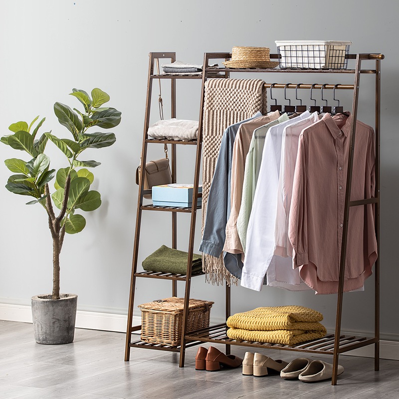 Buy Furb Clothes Rack Bamboo Garment Coat Hanger Stand Closet Organiser Shoes Storage Shelf