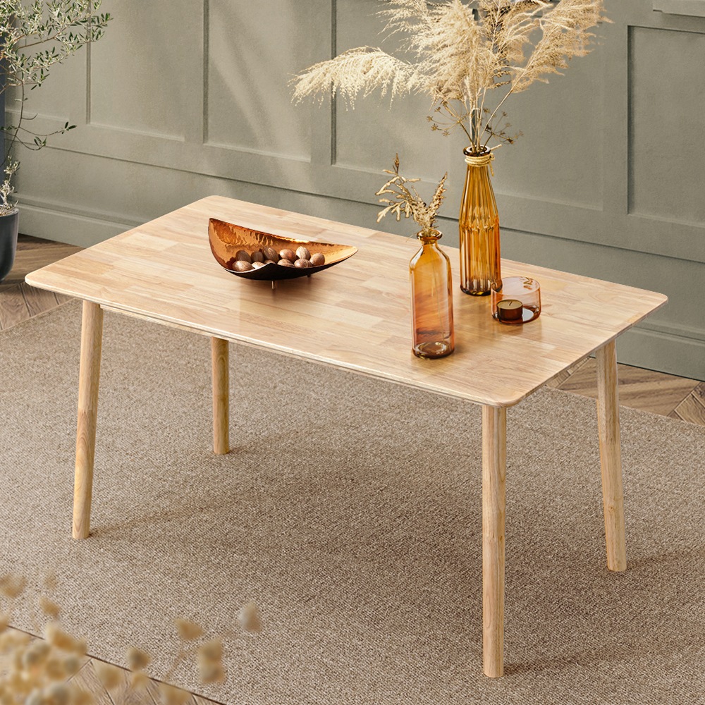 Buy Furb Dining Table Wooden Frame Rectangle Kitchen Modern Natural Oak 160x80cm MyDeal