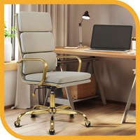 Furb Ergonomic Executive Eames Office Chair Height Adjustable Fabric Gold/Beige