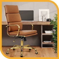 Furb Ergonomic Executive Eames Office Chair Height Adjustable Gold/Brown