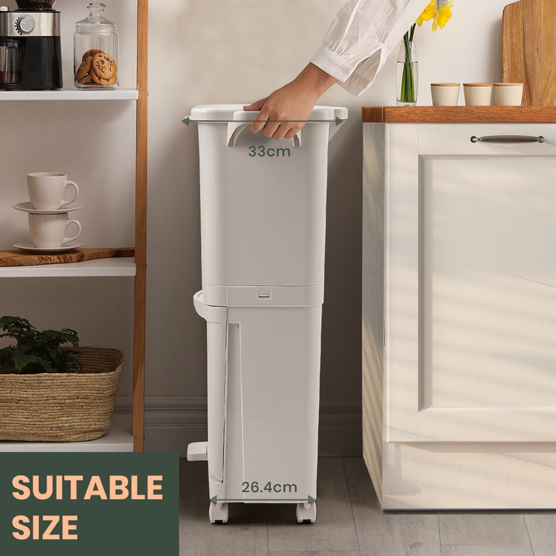 Buy Furb New 45L Kitchen Bin Waste Sorting Trash Can 3 Lid Rubbish Bins