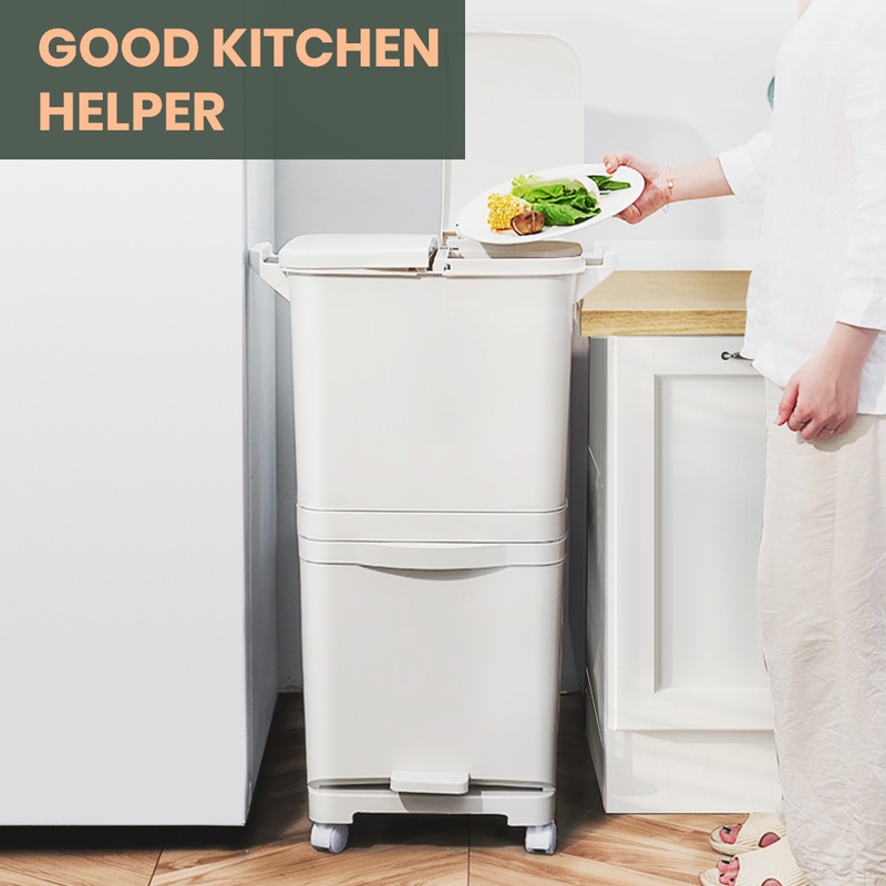 Buy Furb New 45L Kitchen Bin Waste Sorting Trash Can 3 Lid Rubbish Bins