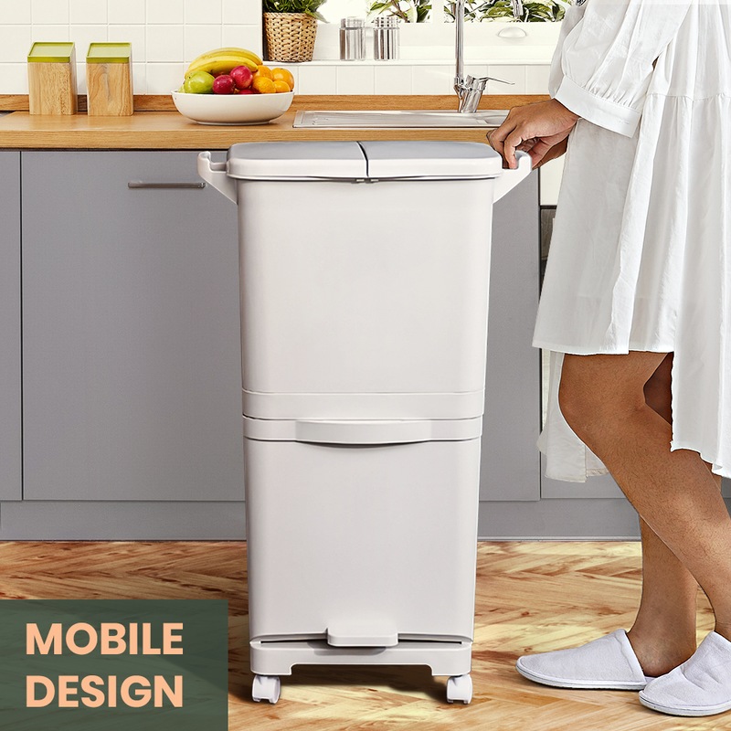 Buy Furb New 45L Kitchen Bin Waste Sorting Trash Can 3 Lid Rubbish Bins