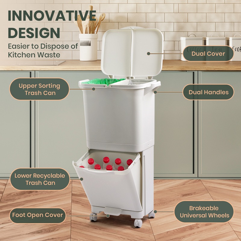 Buy Furb New Kitchen Bin Waste Sorting Trash Can With Lid Rubbish Bins