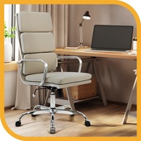 Furb Ergonomic Executive Eames Office Chair Height Adjustable Fabric Sliver/Beige