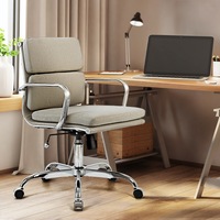 Furb Ergonomic Executive Eames Office Chair Height Adjustable Chair Sliver/Beige