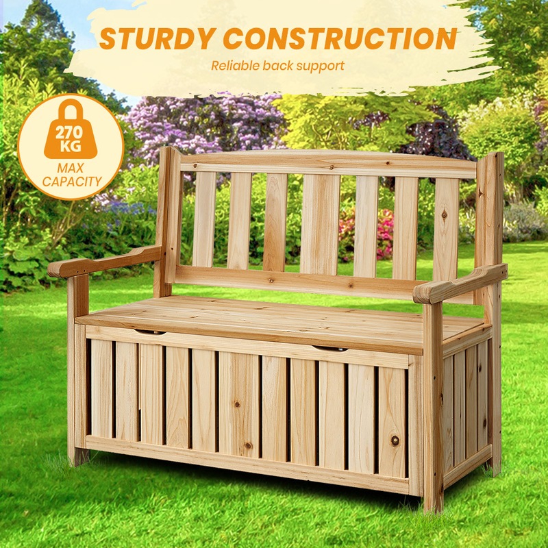 Buy Furb Patio Storage Bench Wooden Box Chest 23 Seat Outdoor