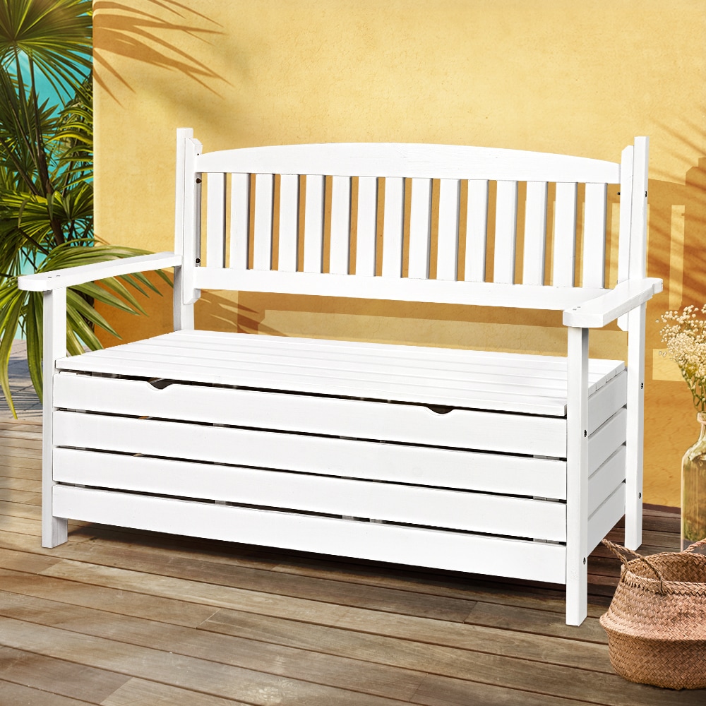 Outdoor white storage deals bench