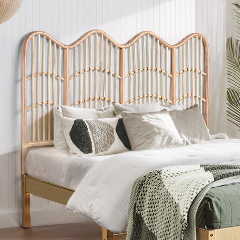 Buy Furb Queen Size Rattan Bed Headboard Bohemian Style Bed Head Frame ...