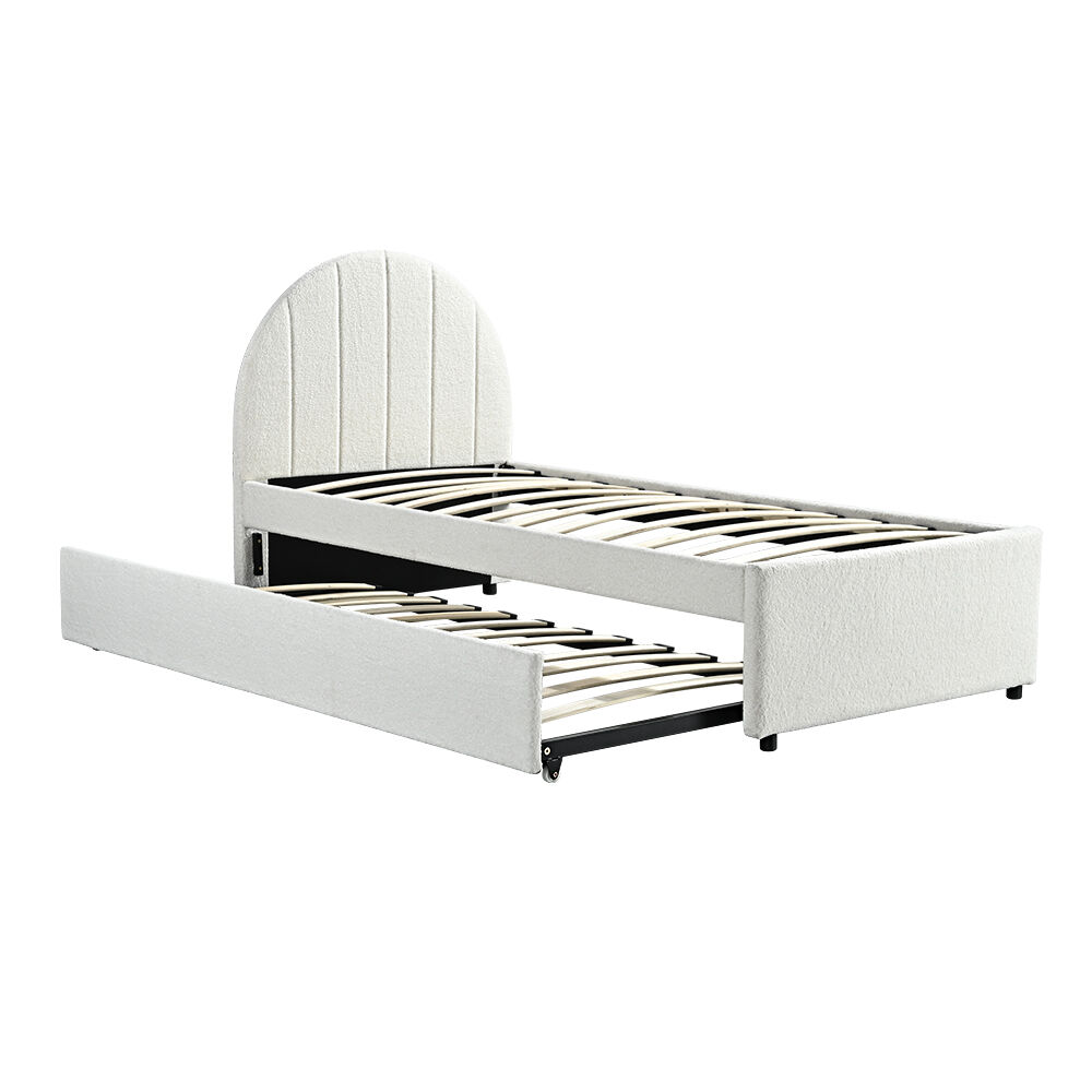 Buy Furb Single Bed Frame Fabric Upholstered Platform Bed Base with ...