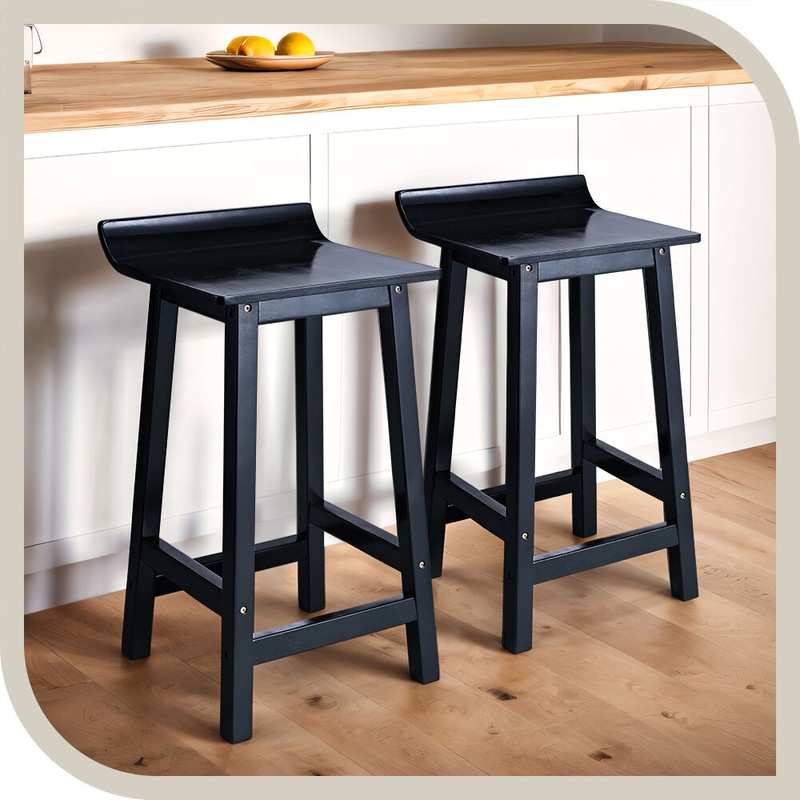 Buy Furb Wodden Bar Stools set of 2 Black Modern Kitchen Bar Stools