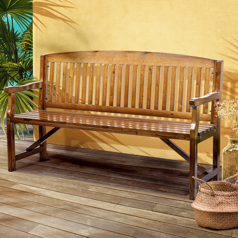 Buy Furb Wooden Garden Bench 3 Seat Outdoor Chair Backyard Timber Patio