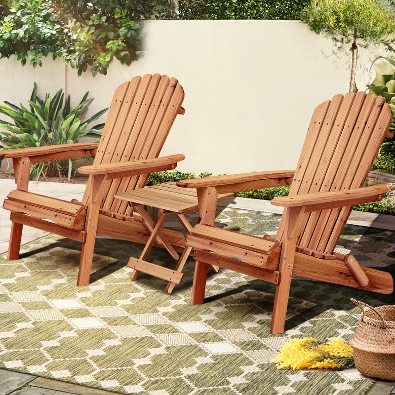 Buy Furb Wooden Outdoor Adirondack Chairs Table Set Patio Furniture