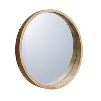Furb Wooden Wall Mirrors Flat Round Makeup Mirror Bathroom Home Decor 80CM Original Wood