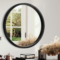 Furb Wooden Wall Mirrors Round Makeup Mirror Home Decor 60/80/100CM