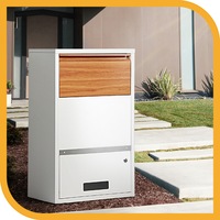 Groverdi Parcel Box Letter Box Package Slot Drop MailBox Security Lock White With WoodGrain