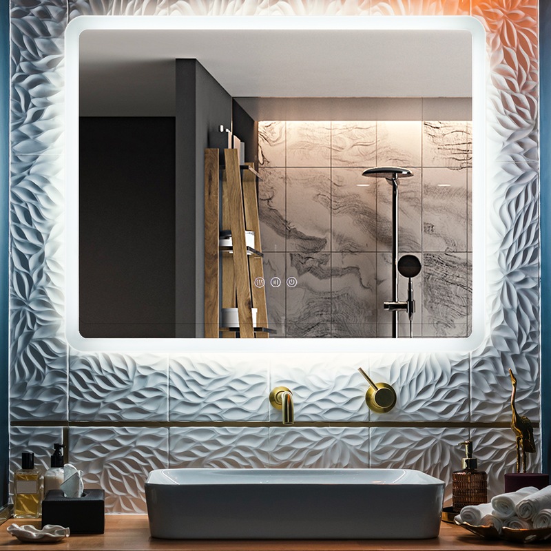 Buy Simplus 80x60/100x80CM LED Mirror Bathroom Makeup Wall Mount Stand ...