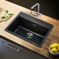 Simplus Kitchen Sink Basin Granite Stone Sinks Laundry Bathroom Bar Single / Double Bowl in Black