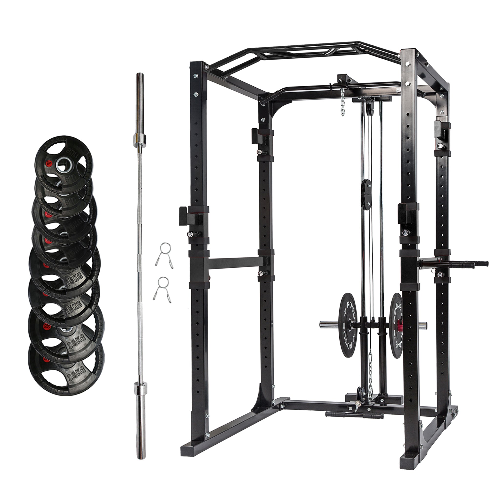 Buy Preorder Power Rack Bundle - 100kg Rubber Weight Plates & Barbell ...