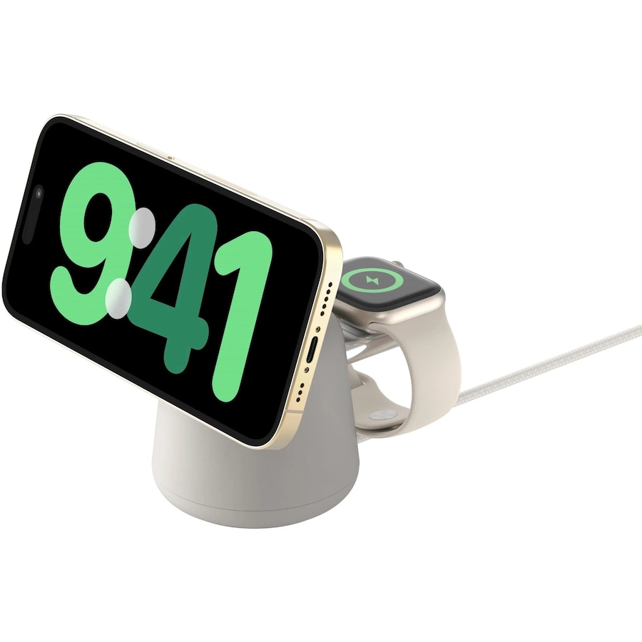 Belkin BoostCharge Pro 2-in-1 Wireless Charging Dock with Qi2 15W - Sand
