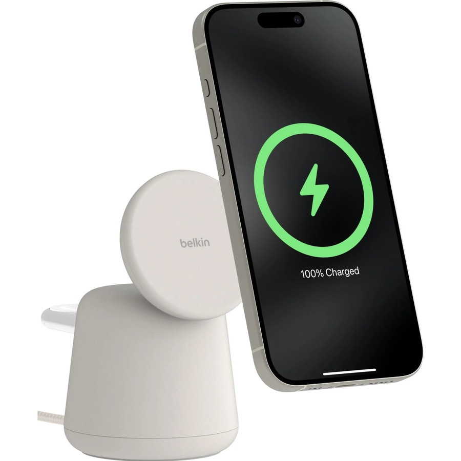 Belkin BoostCharge Pro 2-in-1 Wireless Charging Dock with Qi2 15W - Sand