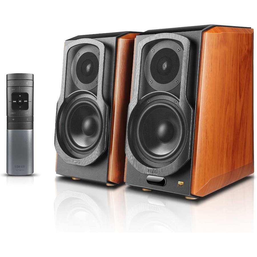 Edifier S1000W Wireless Hi-Fi Bookshelf Speaker - Black/Brown