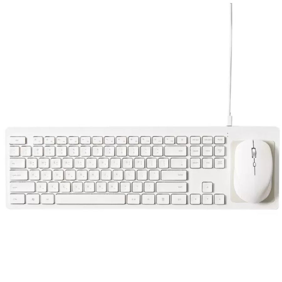 Pout Wireless Hands5 Keyboard w/ Qi Charging Pad & Mouse - White