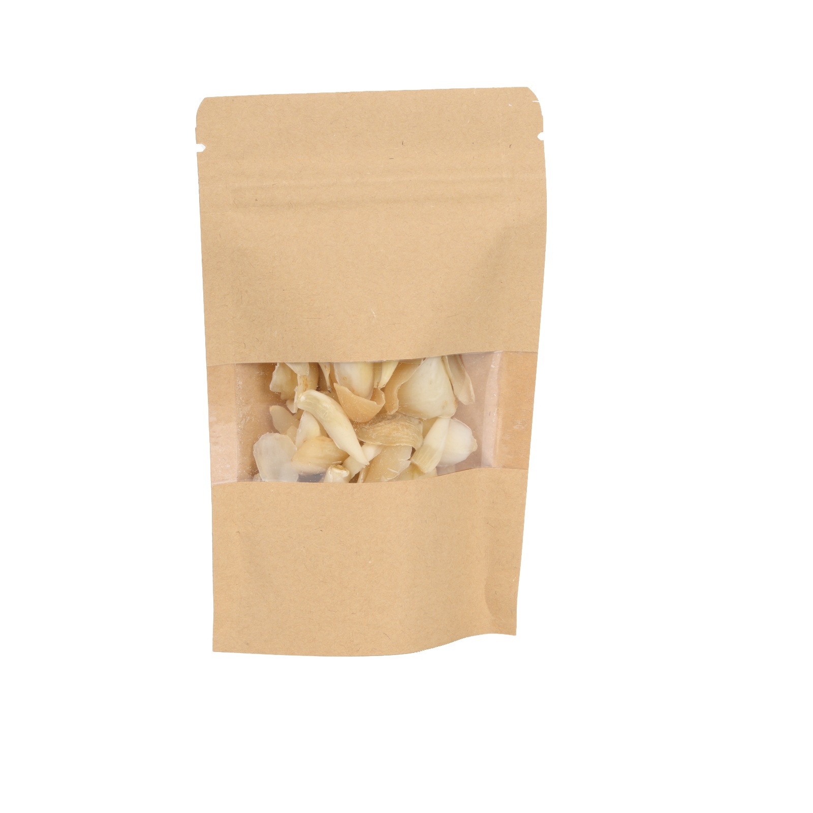 Buy Kraft Stand Up Pouch Bags Resealable Reusable With Clear Window ...