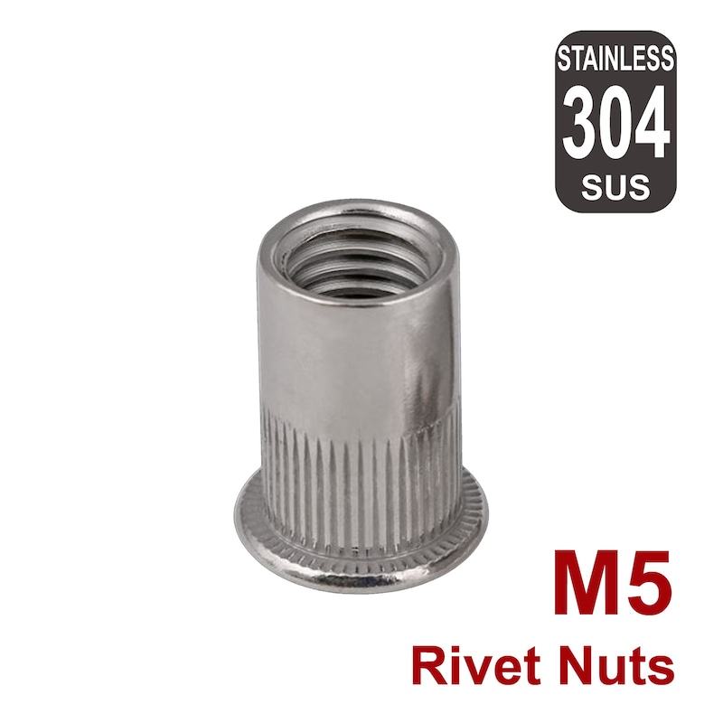 Buy M5 Rivet Nuts Metric Nutserts, 304 Stainless Steel, Nut Bolt Flange ...