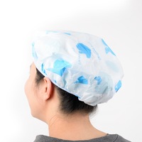 Shower Caps for Women Reusable Large with Terry Lining, 1pc, Long Hair Turban Cloth Waterproof Bath Adjustable Cap Men Girl Satin Band Layer Heart