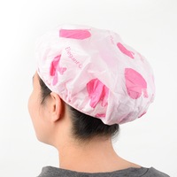 Shower Caps for Women Reusable Large with Terry Lining, 1pc, Long Hair Turban Cloth Waterproof Bath Adjustable Cap Men Girl Satin Band Layer Red