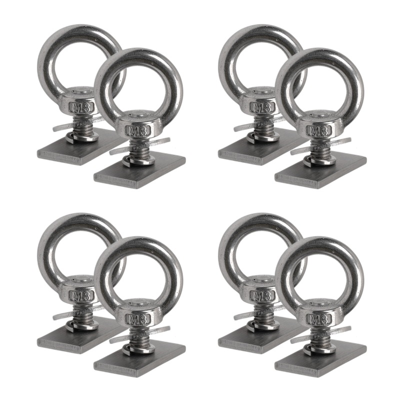 Buy Slot Channel M8 T Bolts with 16mm Thread Ring Eye Nut Kit, 32pcs SUS304,for Rhino Thule