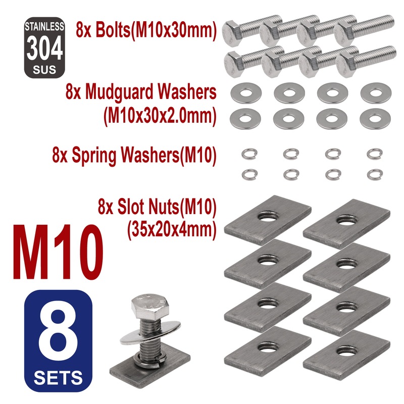 Buy Slot Channel Nuts 4mm, M10 x30mm Bolt Kit 32pcs,304 Stainless Steel