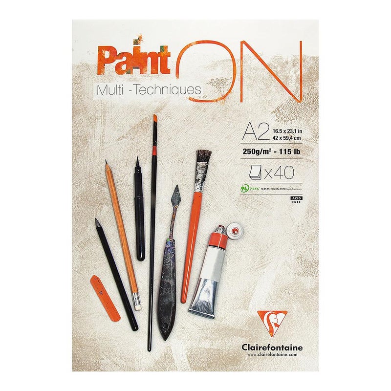 Clairefontaine Paint-ON Multi-Techniques White Pad A4 250g 40