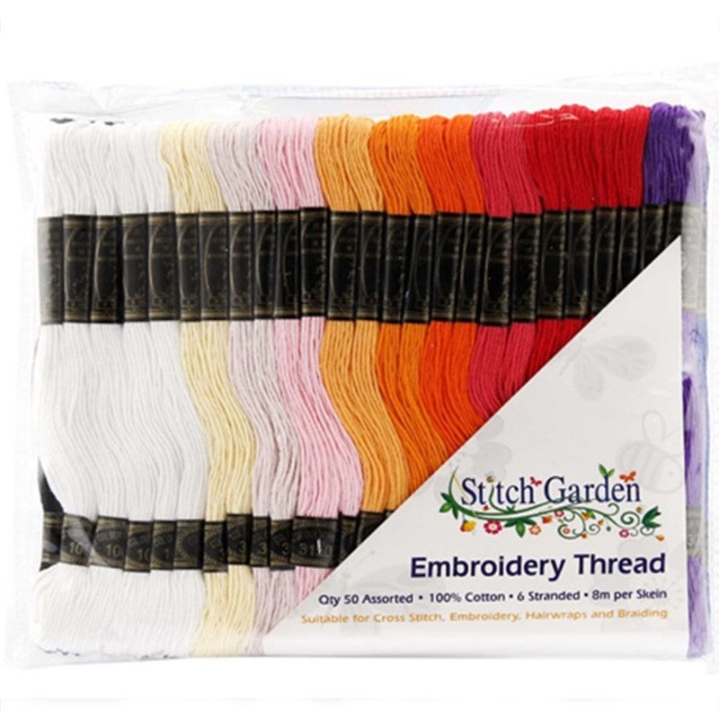 Buy Stitch Garden Embroidery Thread 100 Cotton 8m x 50 Skeins Assorted