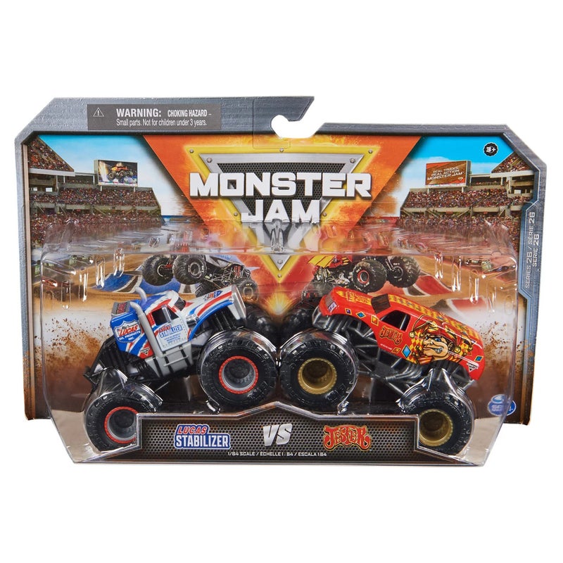 Buy Monster Jam 1:64 Diecast 2 Pack - Lucas Stabilizer Vs Jester - MyDeal