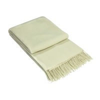 Kensington Cashmere and Superfine Merino Wool Throw Rug - Ivory
