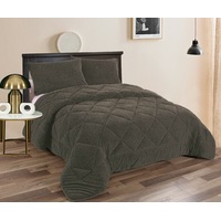 Teddy Fleece 3pc Comforter Set - Charcoal
