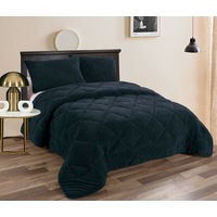Teddy Fleece 3pc Comforter Set - Navy