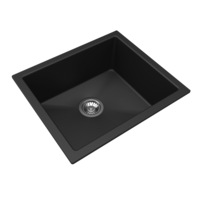 10mm Thickness Concrete Grey Granite Stone Single Laundry Kitchen Sink 533x457mm Black