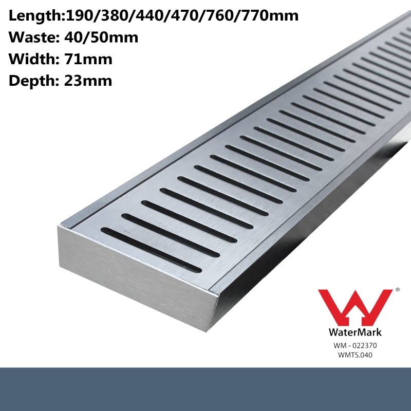 Buy 190770mm Silver Strip Floor Shower Grate Linear Waste Drain