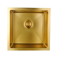 440x440x205mm Brushed Yellow Gold 304 Stainless Steel Single Bowl Kitchen Laundry Sink Basin
